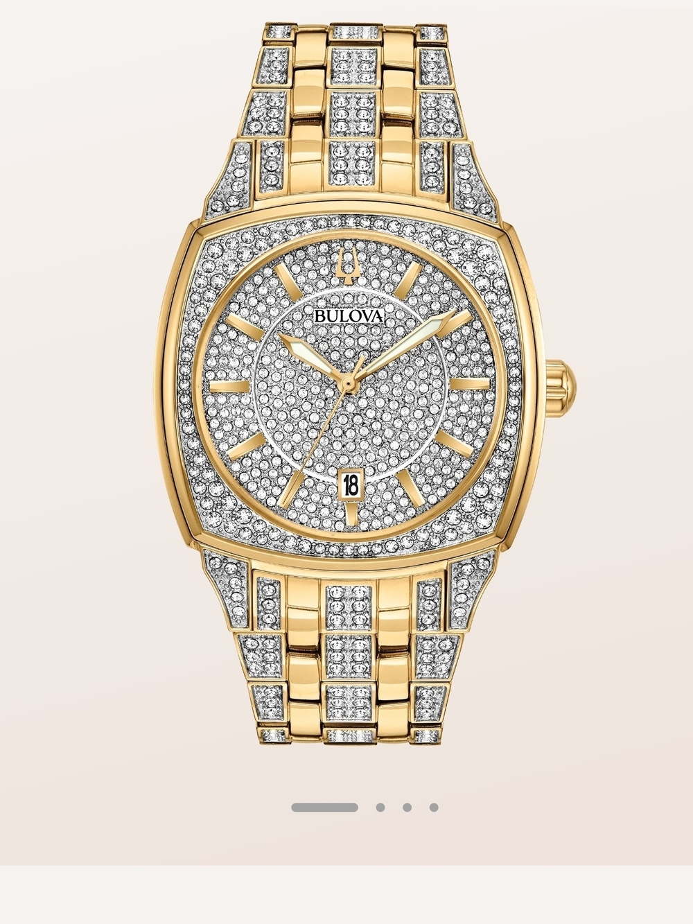 Bulova Gold and Silver Pavé Crystal Women's Bracelet Watch